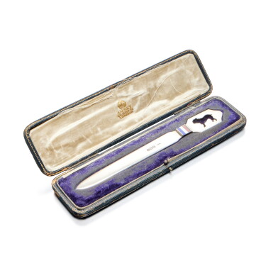View full screen - View 1 of Lot 140. An English Silver and Enamel Letter Opener, Asprey & Co. Ltd., London, 1916.