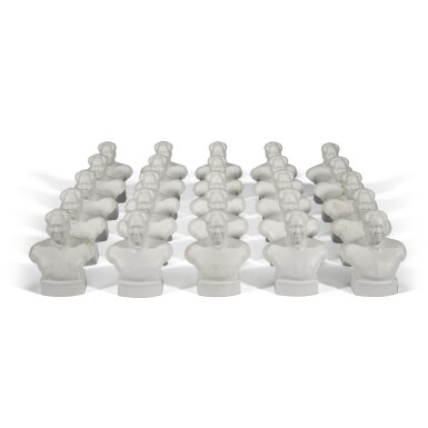 View full screen - View 1 of Lot 130. A collection of 25 biscuit procelain busts of Mao Zedong 1966 - 67 | 1966至1967年 毛澤東雕瓷半身像一組二十五件.