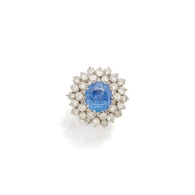 View full screen - View 1 of Lot 468. Sapphire and Diamond Ring.