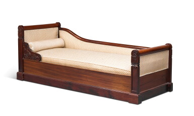 View full screen - View 1 of Lot 143. An Empire style mahogany chaise longue, early 20th century.