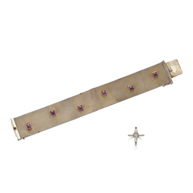View full screen - View 1 of Lot 1839. Amethyst Bracelet, Theodor Fahrner; and Diamond Ring | 紫水晶 手鍊, Theodor Fahrner; 及 鑽石 戒指.