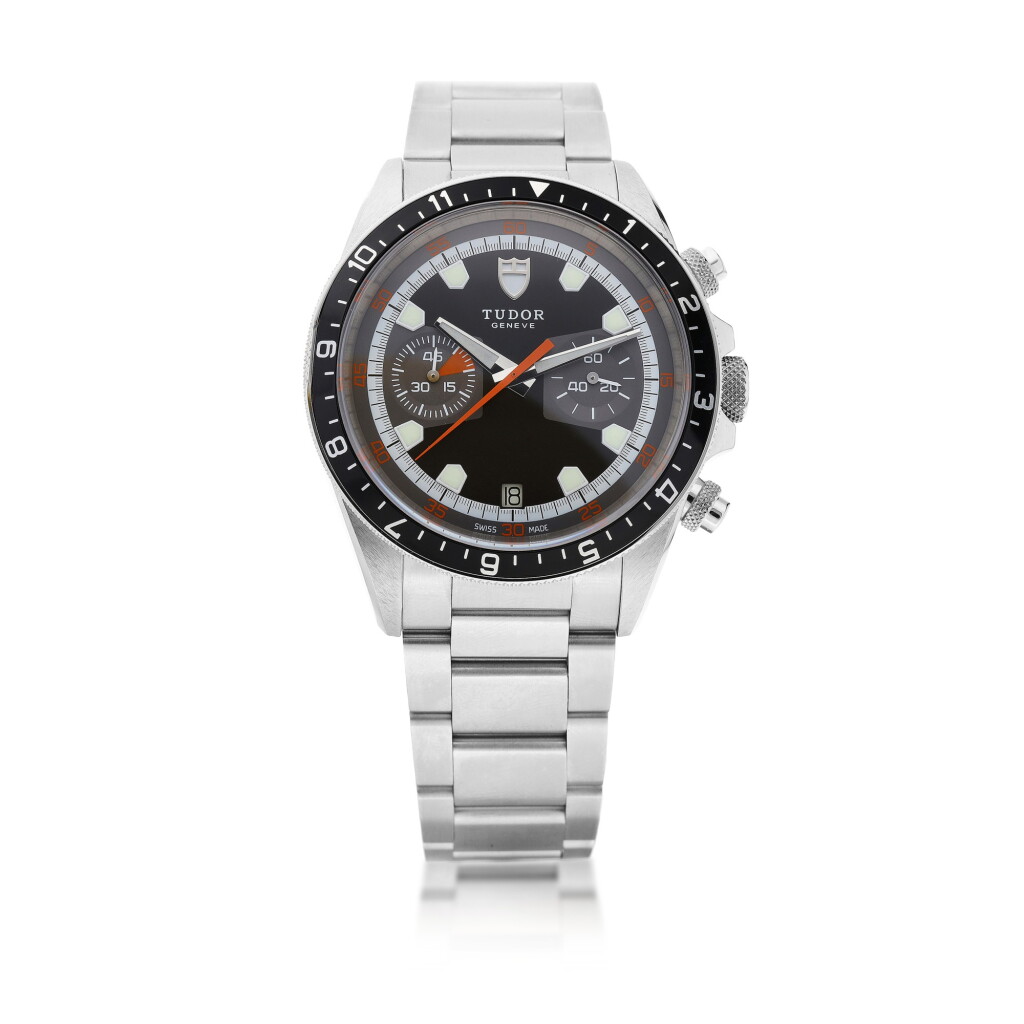 View full screen - View 1 of Lot 8356. Heritage, Reference 70330 | A stainless steel chronograph wristwatch with date and bracelet, Circa 2018 | 帝舵 Heritage 型號70330 | 精鋼計時鏈帶腕錶,備日期顯示,約2018年製.