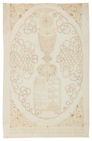 View full screen - View 1 of Lot 104. Buchinger, Matthias | The only extant Buchinger calligraphy written and signed in French.