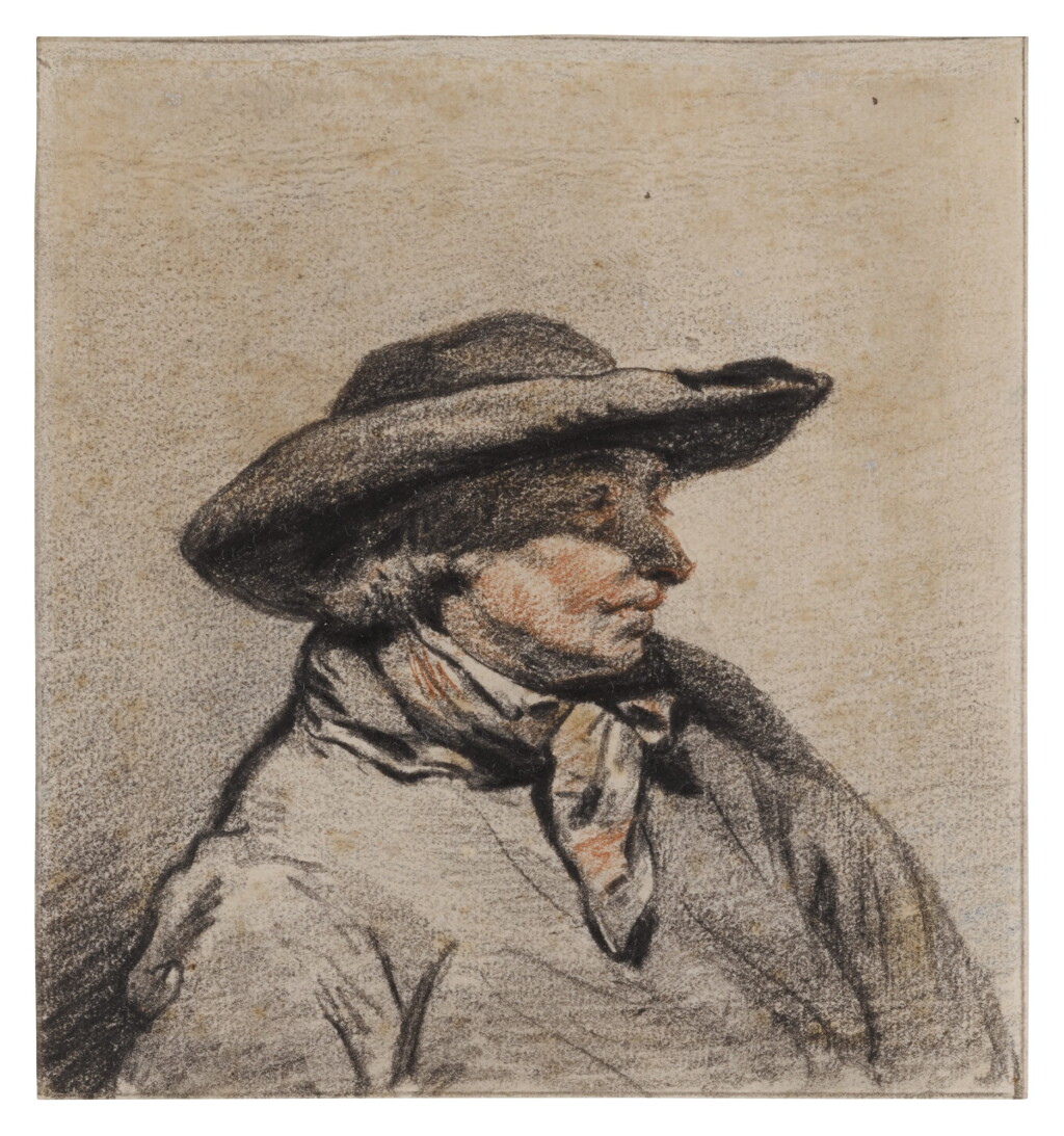 View full screen - View 1 of Lot 269. Portrait of a man, bust length, wearing a large hat.