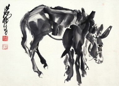 View full screen - View 1 of Lot 3006. 黃胄 驢 | Huang Zhou, Donkeys.