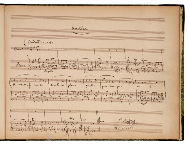 View full screen - View 1 of Lot 64. G. Rossini. Autograph manuscript of "Un Rien" (Ave Maria), 1864.