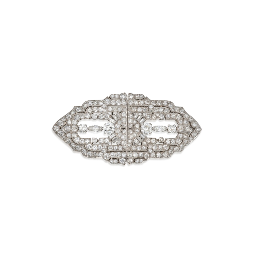 View full screen - View 1 of Lot 364. Diamond Double Clip-Brooch.