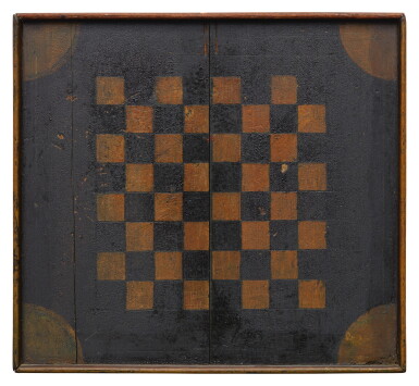 View full screen - View 1 of Lot 185. Three American Polychrome Paint-Decorated Gameboards, Late 19th or early 20th century.