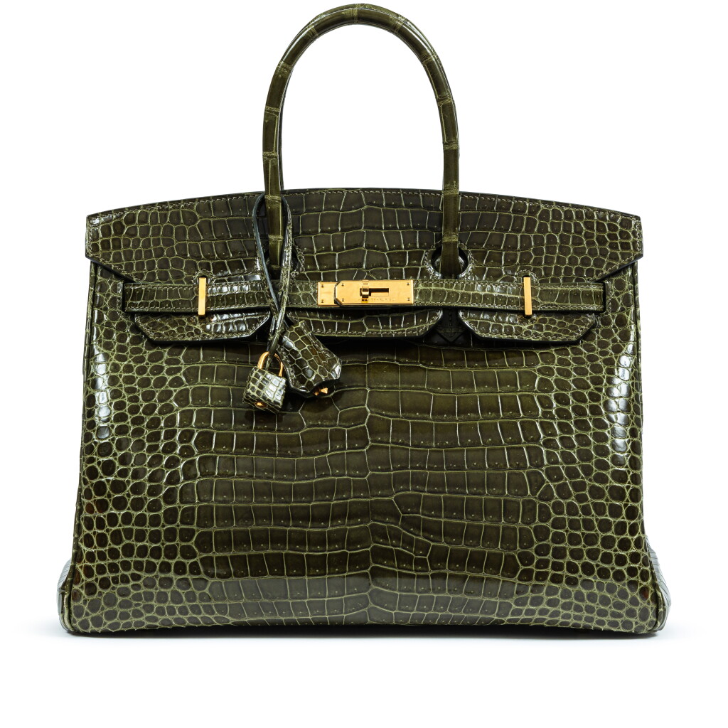 View full screen - View 1 of Lot 752. Vert Veronese Shiny Porosus Crocodile Birkin 35 Gold Hardware, 2010.