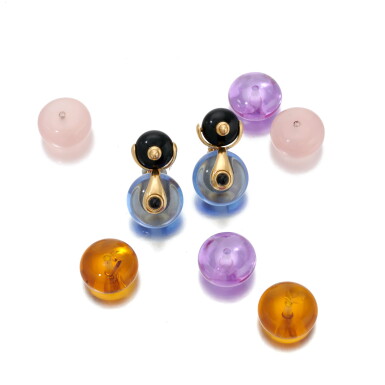 View full screen - View 1 of Lot 105. Onyx and gem set pair of earrings (Paio di orecchini gem set in onice).