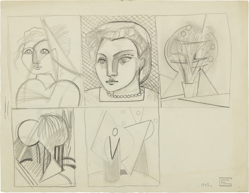 View full screen - View 1 of Lot 616. Untitled (Five Sketches for Poetry Book Project).