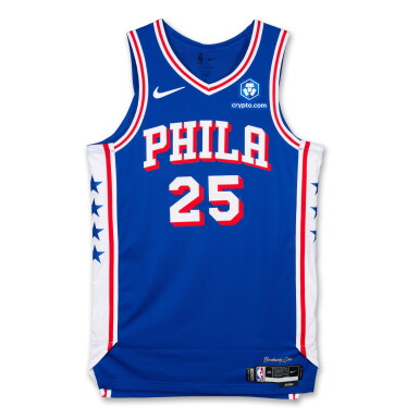 View full screen - View 1 of Lot 55. Dominick Barlow Philadelphia 76ers 2026 NBA Playoffs Eastern Conference Round 1 Game Worn Icon Edition Jersey | Game 1.