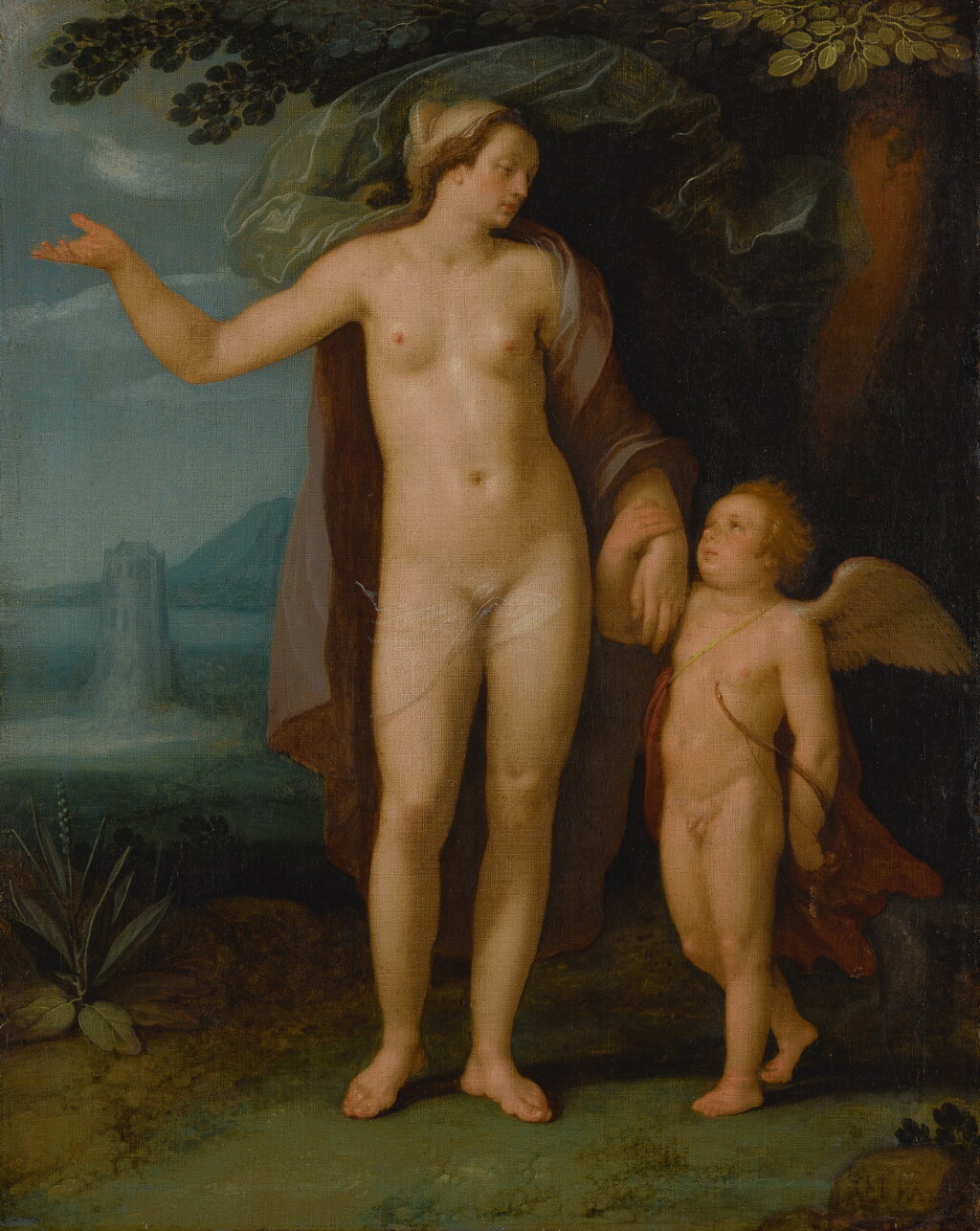 View full screen - View 1 of Lot 359. Venus and Cupid in a landscape.