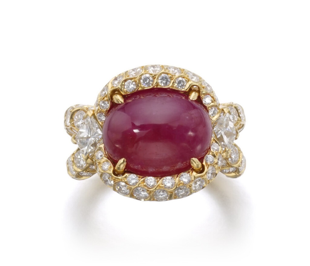 View full screen - View 1 of Lot 169. RUBY AND DIAMOND RING.