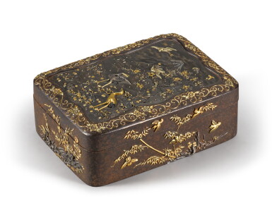 View full screen - View 1 of Lot 106. AN IRON BOX AND COVER, SIGNED HOSOYA MASANOBU, MEIJI PERIOD, LATE 19TH CENTURY.