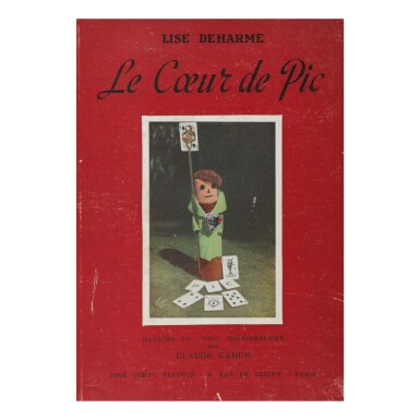 View full screen - View 1 of Lot 98. CLAUDE CAHUN AND LISE DEHARME | LE COEUR DE PIC. TRENTE-DEUX POÈMES POUR LES ENFANTS ILLUSTRÉS DE VINGT PHOTOGRAPHIES PAR CLAUDE CAHUN. PARIS: JOSÉ CORTI, 1937.
