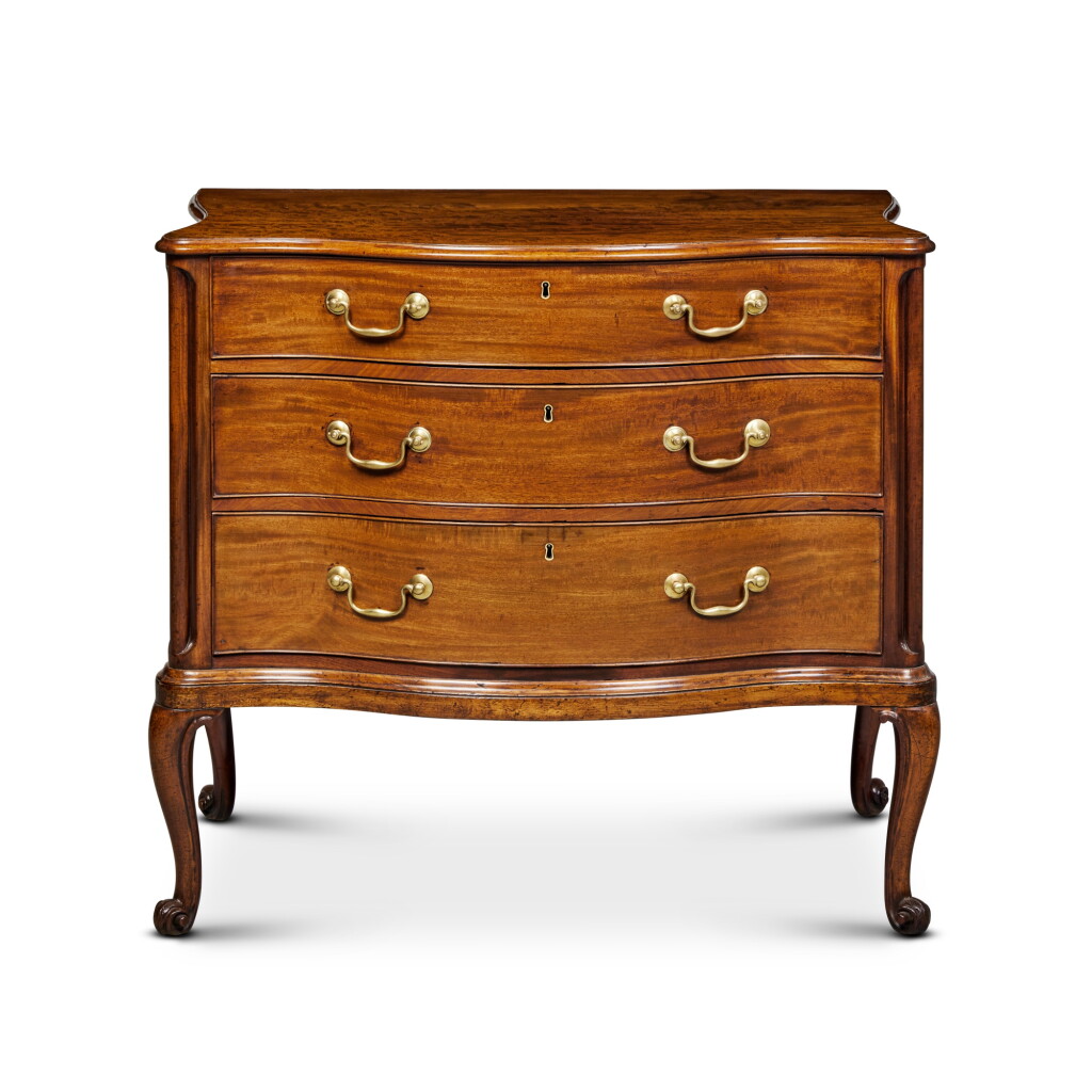 View full screen - View 1 of Lot 308. A George III Mahogany Serpentine Commode, Circa 1760.