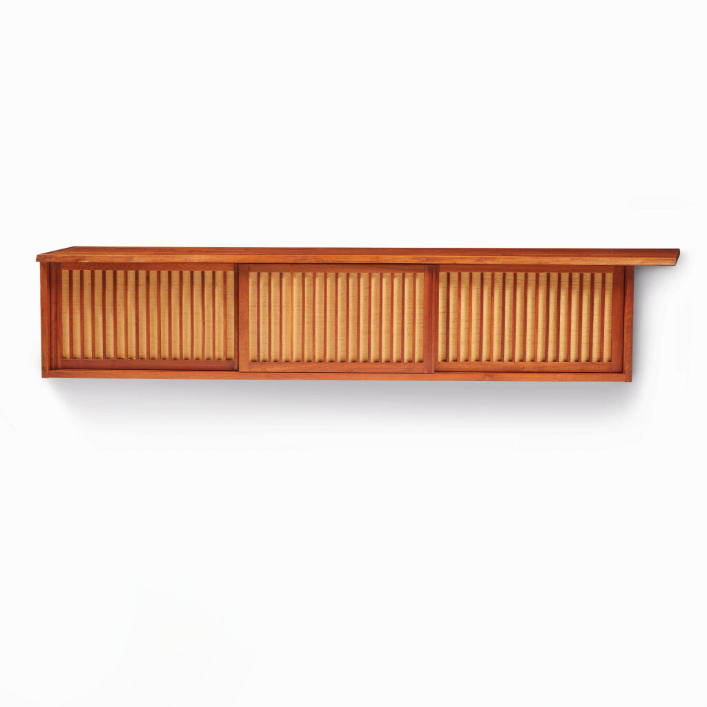 View full screen - View 1 of Lot 100. GEORGE NAKASHIMA | TRIPLE SLIDING-DOOR WALL CABINET.