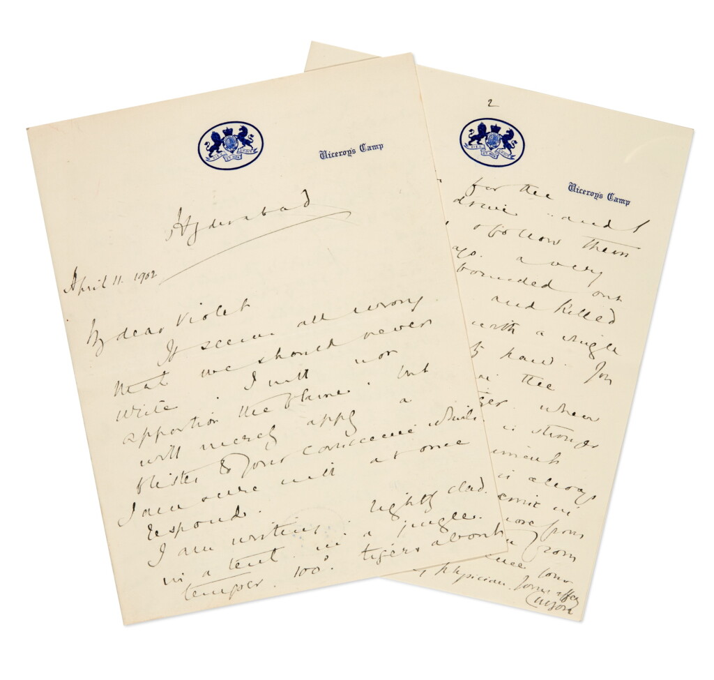 View full screen - View 1 of Lot 38. Lord Curzon | Series of c.70 autograph letters signed, to Lady Violet Cecil, on political and personal affairs, 1902-22.