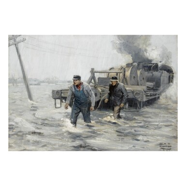 View full screen - View 1 of Lot 98. WILLIAM HENRY DETHLEF KOERNER | WIRES DOWN, TRACKS FLOODED (THE RESCUE).