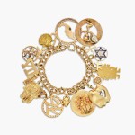 Gold, Colored Stone and Cultured Pearl Charm Bracelet K金 配 寶石 及 養殖珍珠 手鏈