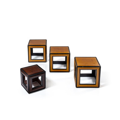 View full screen - View 1 of Lot 110. A set of four varnished painted beechwood sofa side tables, 20th century, attributed to Renzo Mongiardino (1916-1996).