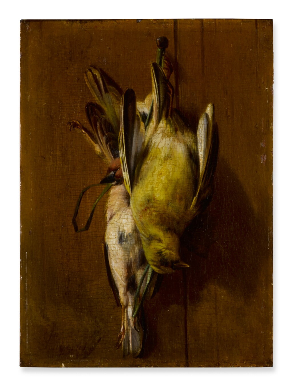 View full screen - View 1 of Lot 39. Game piece with a yellow hammer and house sparrow.
