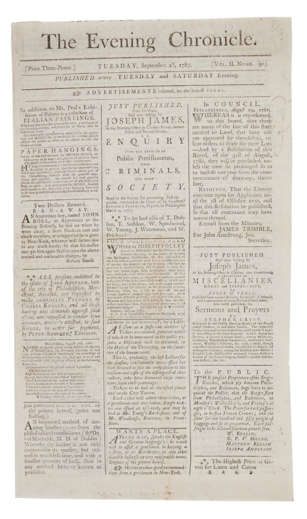 View full screen - View 1 of Lot 1086. United States Constitution | "the federal convention … concluded the important task of framing a federal system of government".