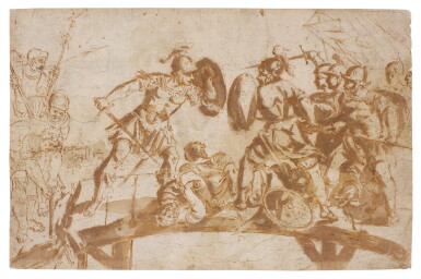 View full screen - View 1 of Lot 165. Study For Horatius Cocles Defending the Sublican Bridge.