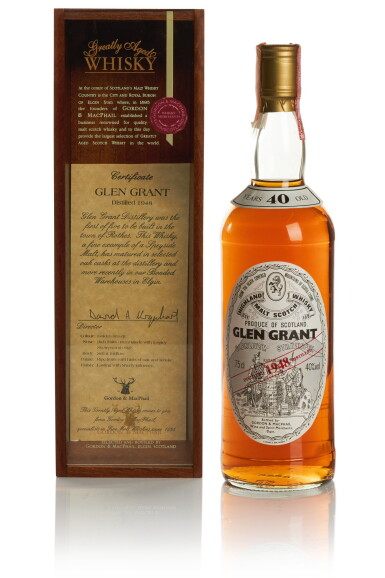 View full screen - View 1 of Lot 216. GLEN GRANT GORDON & MACPHAIL 40 YEAR OLD 40.0 ABV 1948 .