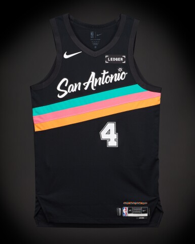 View full screen - View 1 of Lot 31. De'Aaron Fox San Antonio Spurs 2026 NBA Playoffs Western Conference Round 1 Game Worn City Edition Jersey | Game 1 | Matched to 2 Games | Double-Double.