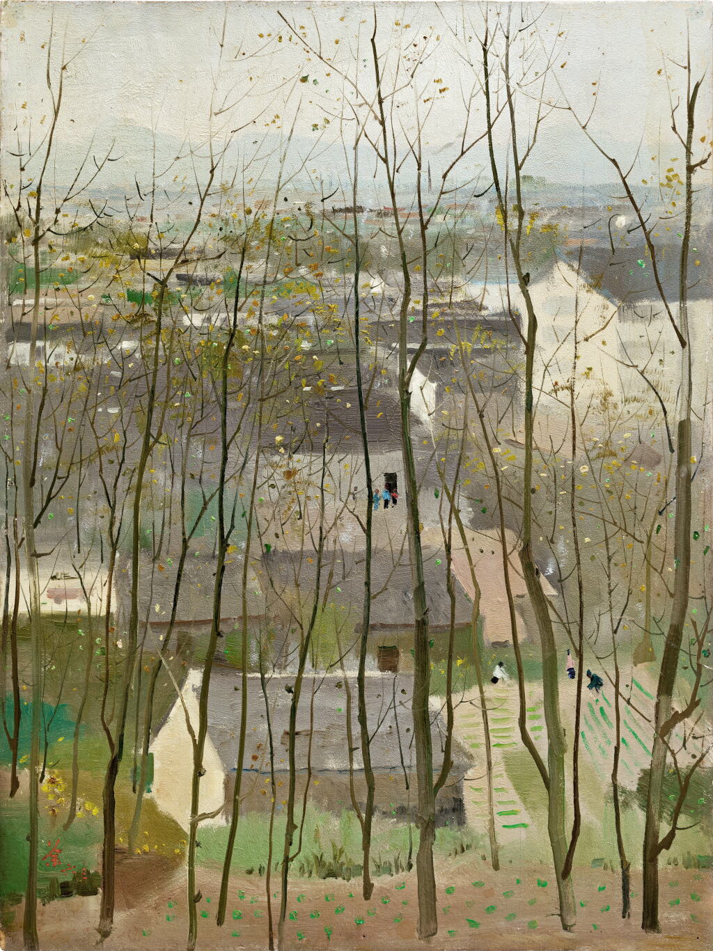 View full screen - View 1 of Lot 1524. Wu Guanzhong 吳冠中 | Cooking Smokes from Houses 萬戶炊煙.