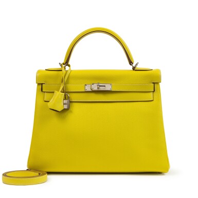 View full screen - View 1 of Lot 649. Limited Edition Lime Epsom and Gris Perle Candy Kelly 32 Retourné Palladium Hardware, 2011.