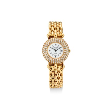 View full screen - View 1 of Lot 862. VAN CLEEF & ARPELS | REFERENCE 18641 B3 A YELLOW GOLD AND DIAMOND-SET WRISTWATCH WITH BRACELET, CIRCA 1995.