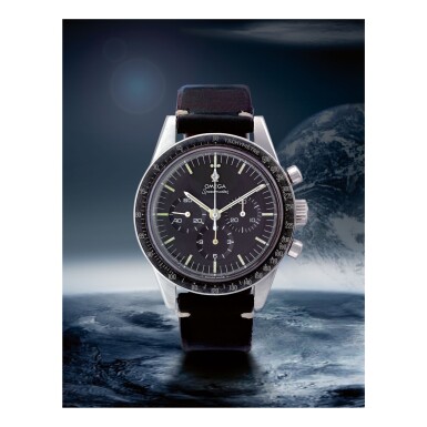 View full screen - View 1 of Lot 43. OMEGA | SPEEDMASTER REF 105.003-65 'FLIGHT QUALIFIED', A STAINLESS STEEL CHRONOGRAPH WRISTWATCH MADE IN 1966.