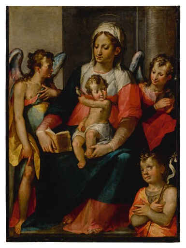View full screen - View 1 of Lot 574. The Madonna and Child with Young St. John the Baptist and two angels.