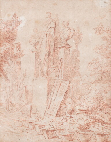 View full screen - View 1 of Lot 24. Attributed to Hubert Robert, Ruins (recto and verso) | Attribué à Hubert Robert, Ruines (recto et verso).