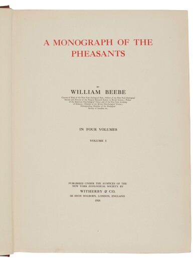 View full screen - View 1 of Lot 167. Beebe, William | One of the great bird books of the 20th century.
