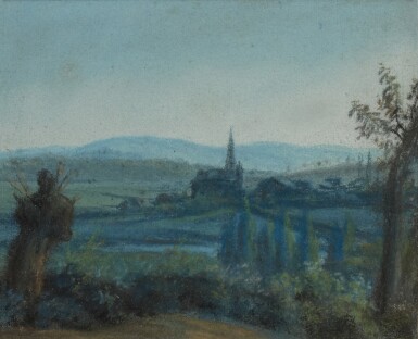 View full screen - View 1 of Lot 10. Landscape of the Ardennes with the Church of Mohon.
