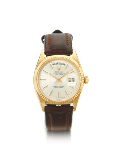 View full screen - View 1 of Lot 53. ROLEX | REF 1803 DAY-DATE, A YELLOW GOLD AUTOMATIC CENTER SECONDS WRISTWATCH WITH DAY AND DATE CIRCA 1966.