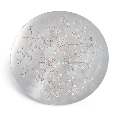 View full screen - View 1 of Lot 900. AN UNUSUAL AMERICAN SILVER AND VARICOLOR ENAMEL CAKE STAND, TIFFANY & CO., NEW YORK, CIRCA 1960.