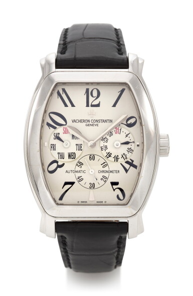 View full screen - View 1 of Lot 68. ROYAL EAGLE, REFERENCE 42008 WHITE GOLD TONNEAU-FORM WRISTWATCH WITH DATE AND DAY OF THE WEEK (OROLOGIO DA POLSO IN ORO BIANCO CON DATARIO E GIORNI DELLA SETTIMANA) CIRCA 2000 | VACHERON CONSTANTIN.