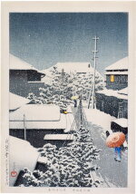 Kawase Hasui (1883-1957) | Snow at Daichi (Daichi no yuki) | Taisho period, early 20th century