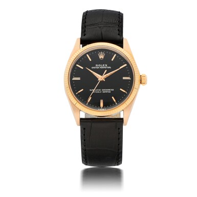 View full screen - View 1 of Lot 82. ROLEX | OYSTER PERPETUAL, REF 1005 PINK GOLD WRISTWATCH CIRCA 1963.