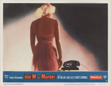 View full screen - View 1 of Lot 98. Dial M for Murder (1954), lobby card number 7, US.