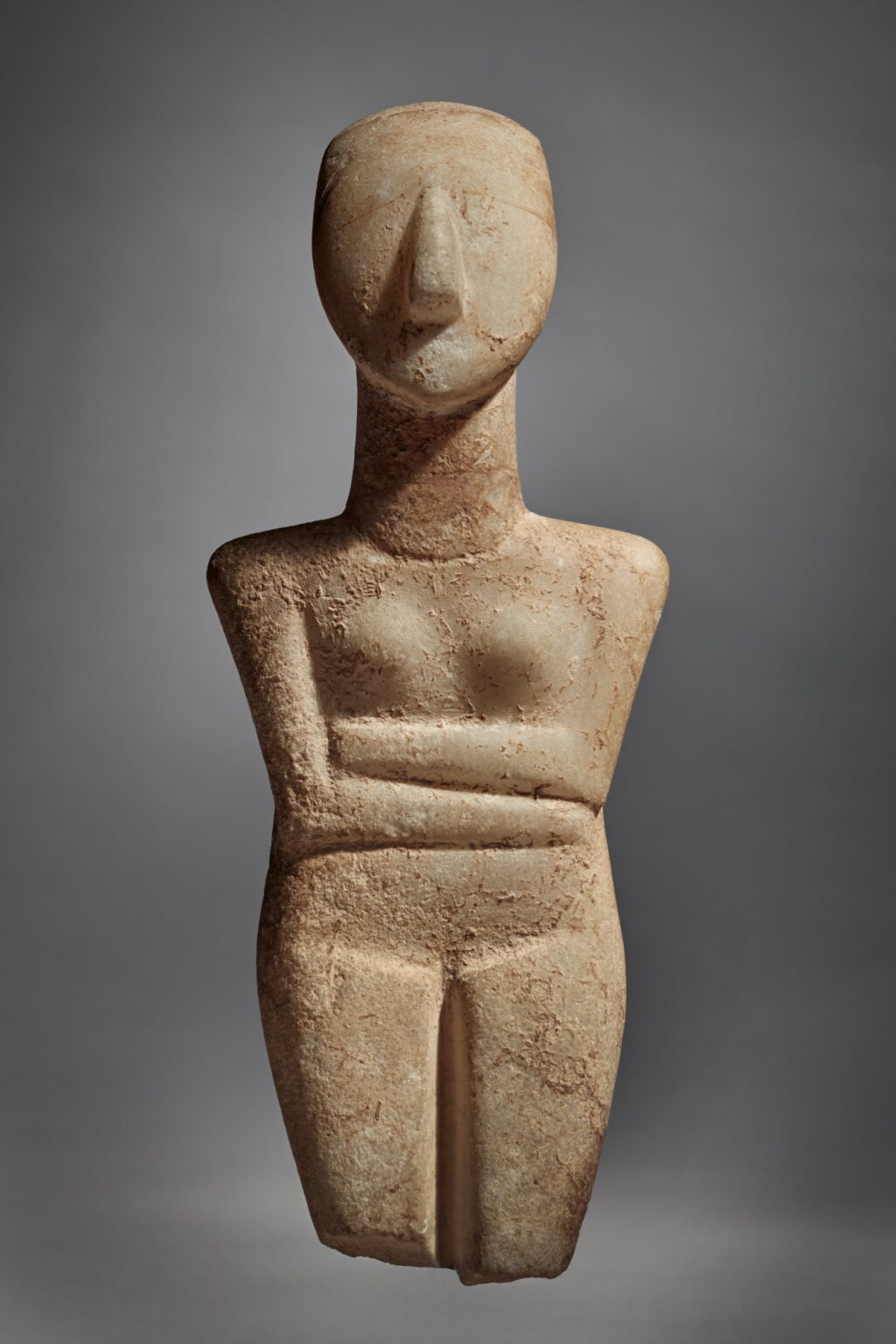 View full screen - View 1 of Lot 208. A Cycladic Marble Figure of a Goddess, Early Bronze Age II, circa 2600-2500 B.C..
