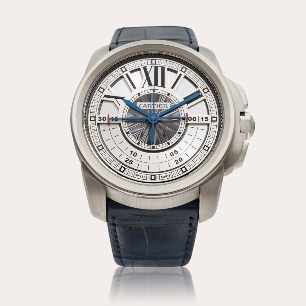 View full screen - View 1 of Lot 310. Reference 3243 Calibre de Cartier | A white gold chronograph wristwatch, Circa 2010.
