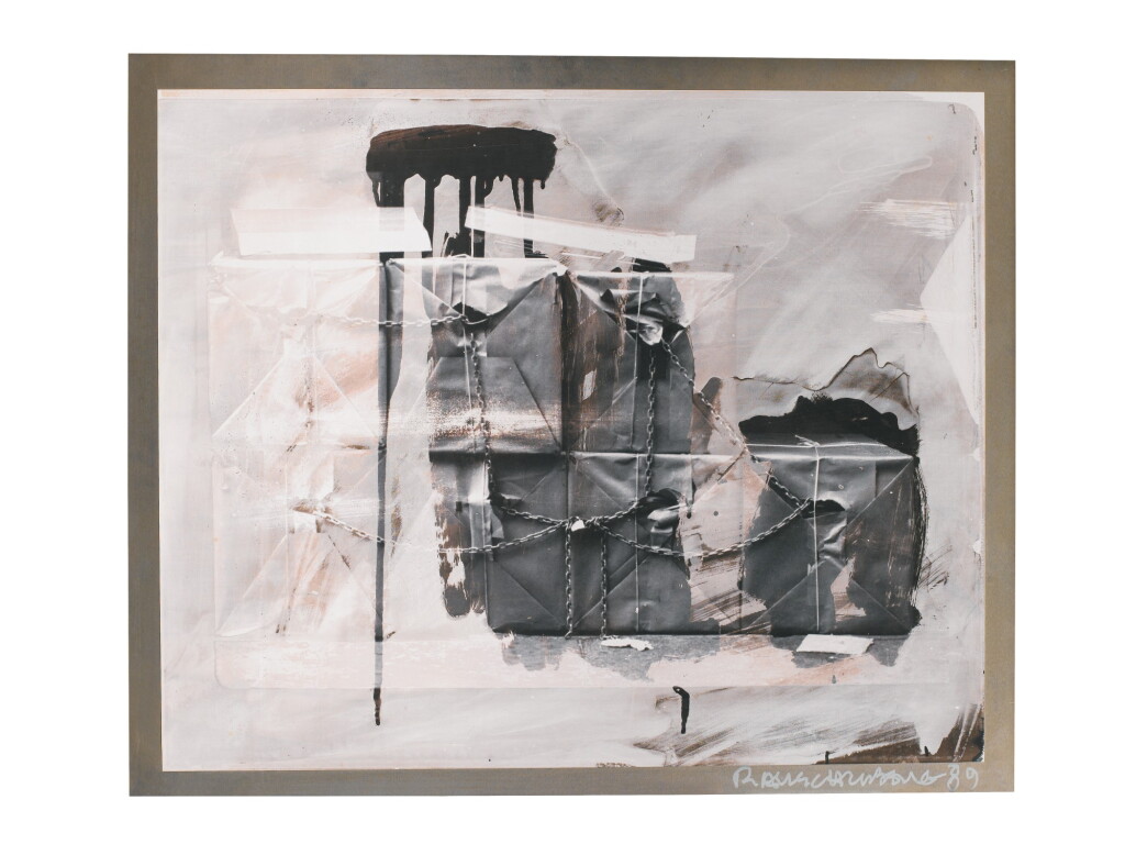 View full screen - View 1 of Lot 2. Robert Rauschenberg | Wrapped Boxes with Chain I (From the Bleacher Series), 1989.