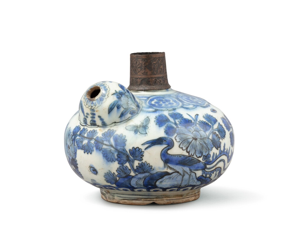 View full screen - View 1 of Lot 280. A blue and white Kendi hookah base, Persia, Safavid, 17th century.