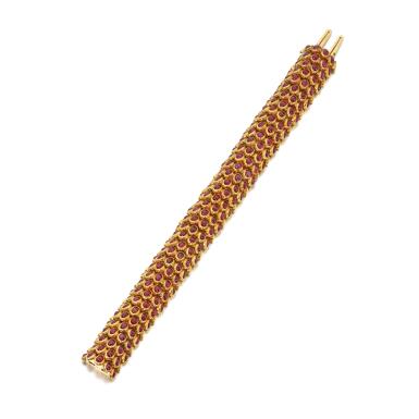 View full screen - View 1 of Lot 1085. Ruby bracelet, 'Écailles', circa 1955.